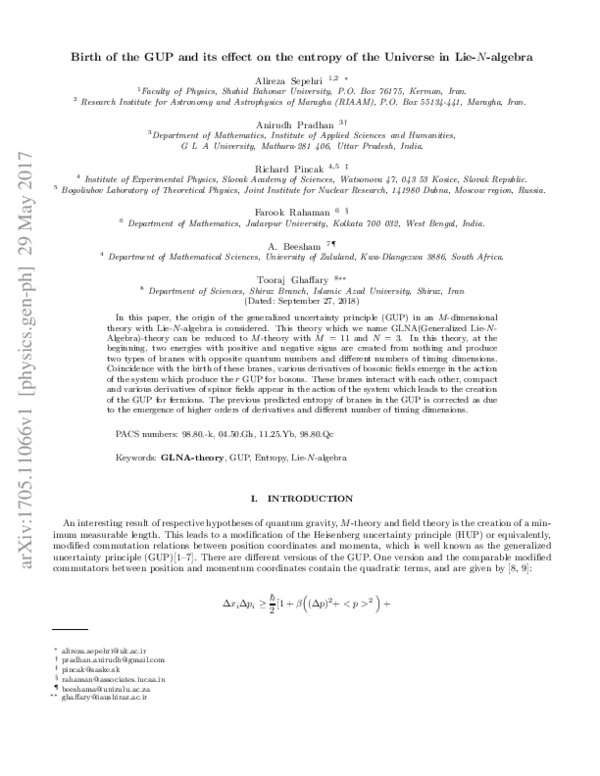 (PDF) Birth of the GUP and its effect on the entropy of the universe in ...