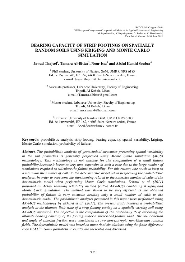 (PDF) Bearing Capacity of Strip Footings on Spatially Random Soils ...