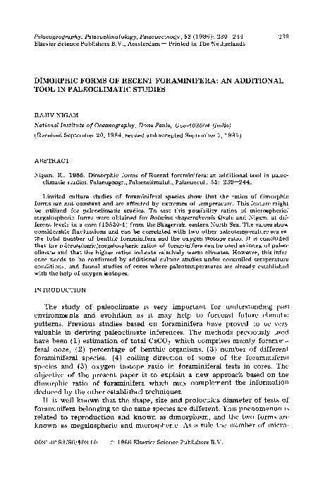 (PDF) Dimorphic Forms of Recent Foraminifera: An Additional Tool In ...