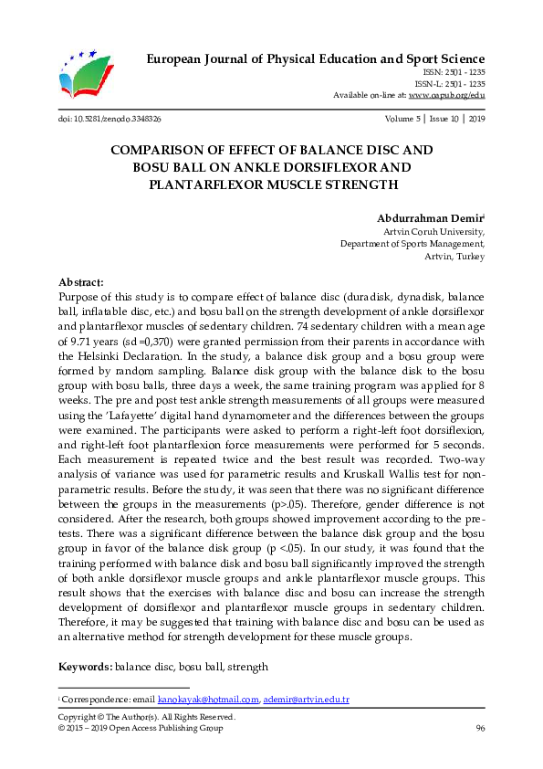 (PDF) Comparison of Effect of Balance Disc and Bosu Ball on Ankle ...
