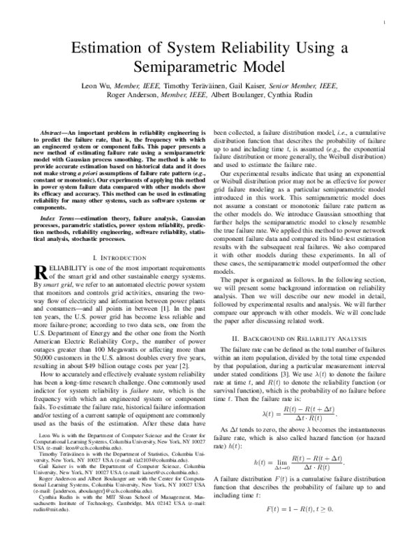 (PDF) Estimation of system reliability using a semiparametric model
