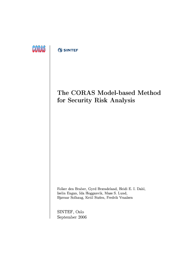 (PDF) The CORAS Model-based Method for Security Risk Analysis