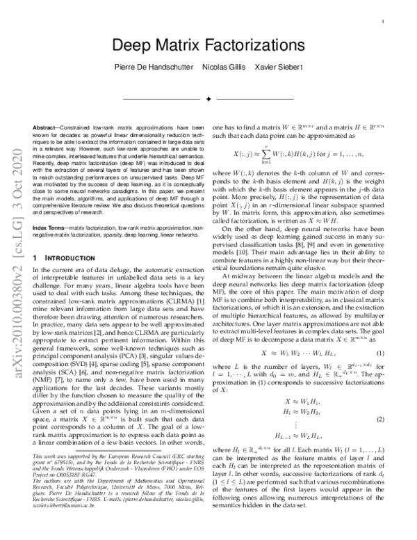 (PDF) Deep matrix factorizations