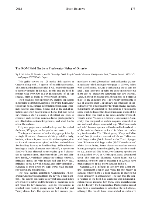 (PDF) The ROM Field Guide to Freshwater Fishes of Ontario