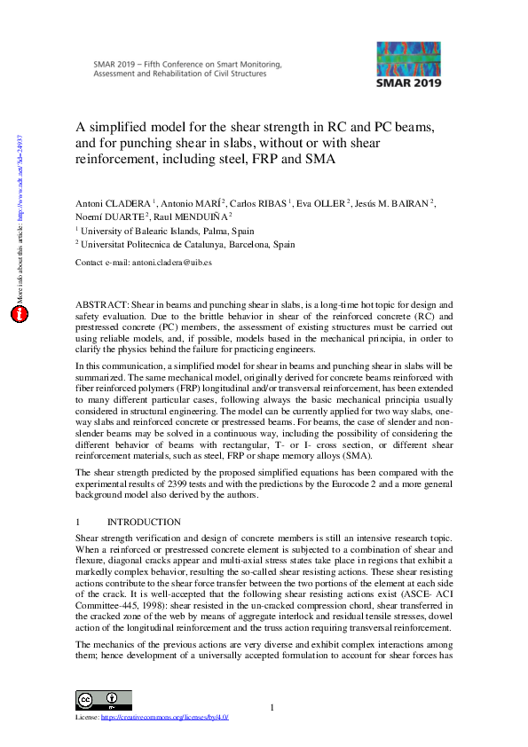 (PDF) A simplified model for the shear strength in RC and PC beams, and ...