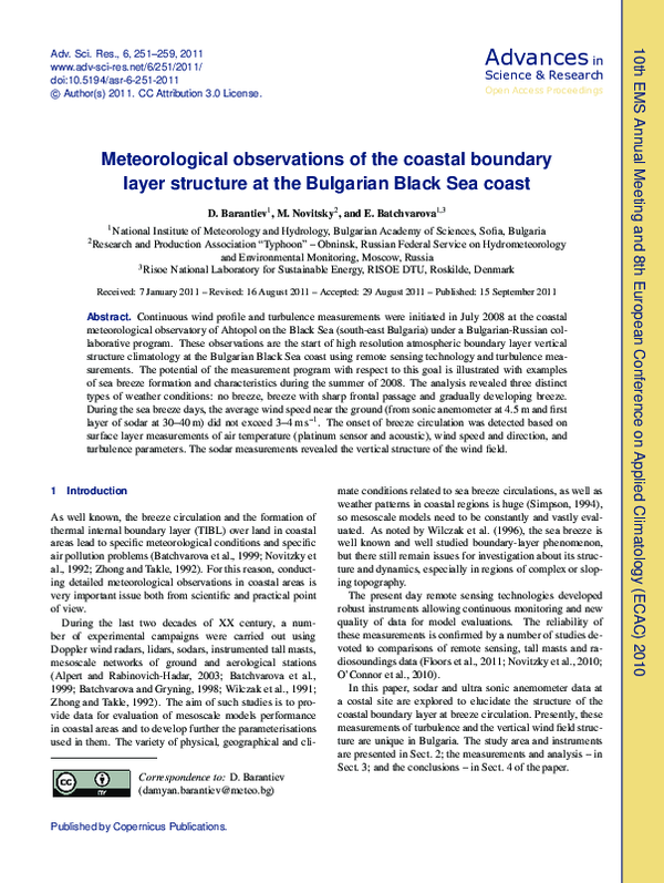 (PDF) Meteorological observations of the coastal boundary layer ...