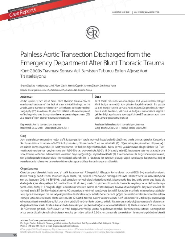 (PDF) Painless Aortic Transection Discharged from the Emergency ...