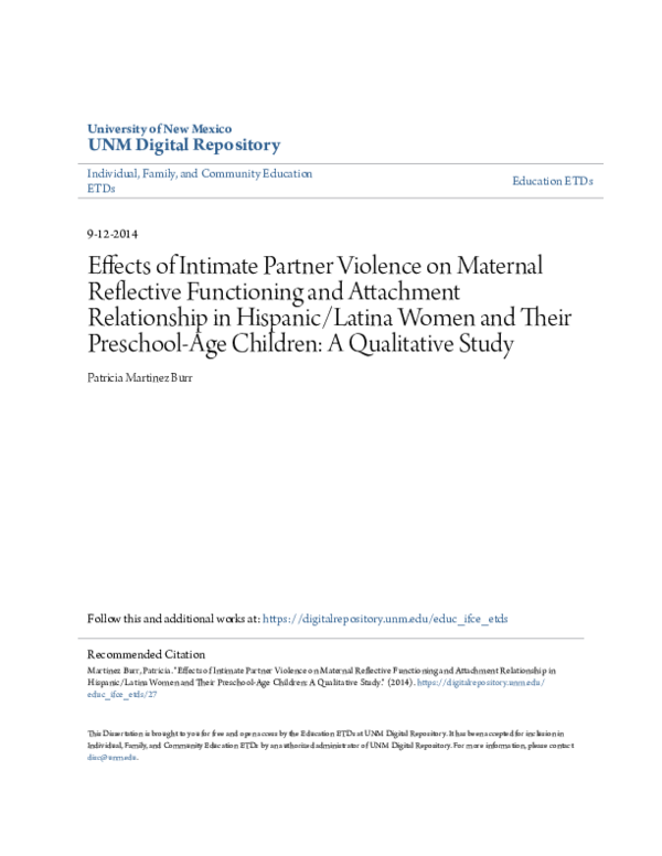 (PDF) Effects of Intimate Partner Violence on Maternal Reflective ...