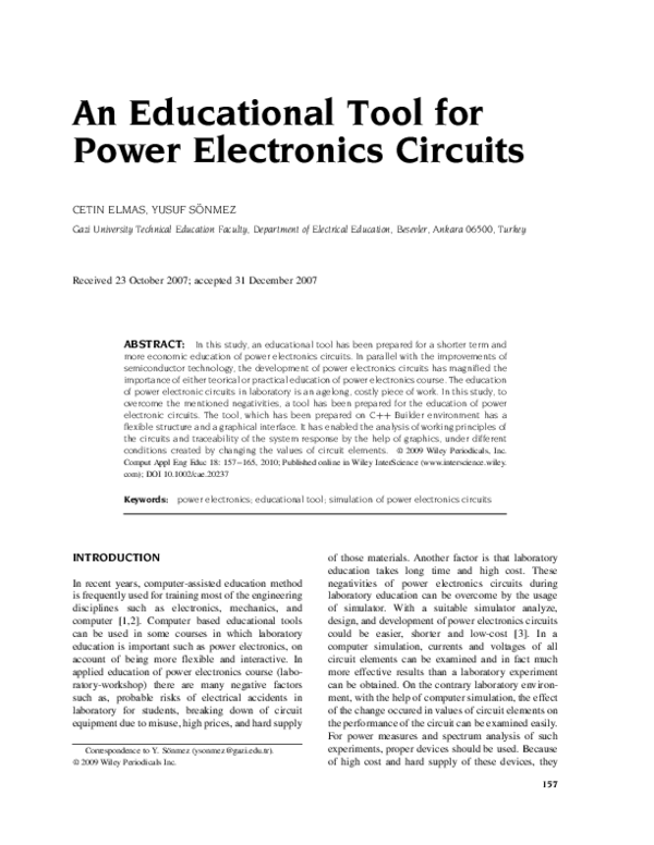(PDF) An educational tool for power electronics circuits