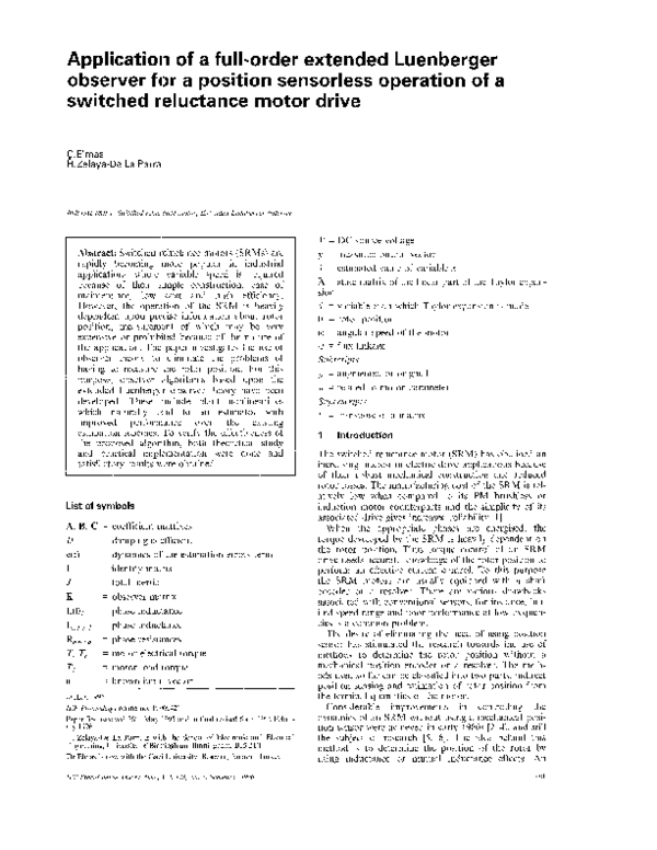 (PDF) Application of a full-order extended Luenberger observer for a ...