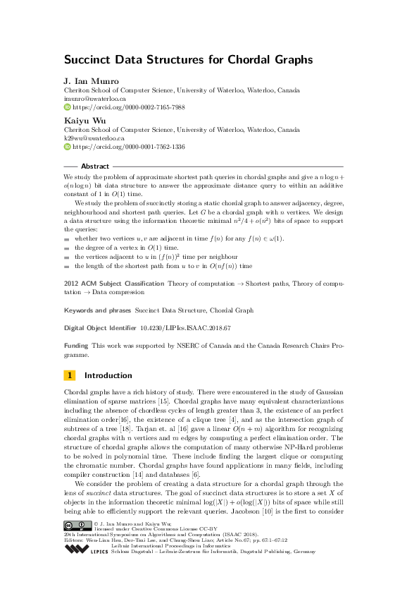 (PDF) Succinct Data Structures for Chordal Graphs