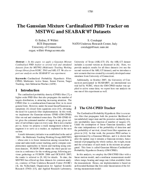 (PDF) The Gaussian mixture cardinalized PHD tracker on MSTWG and SEABAR ...