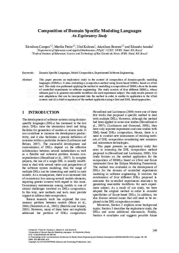 (PDF) Composition of Domain Specific Modeling Languages - An ...