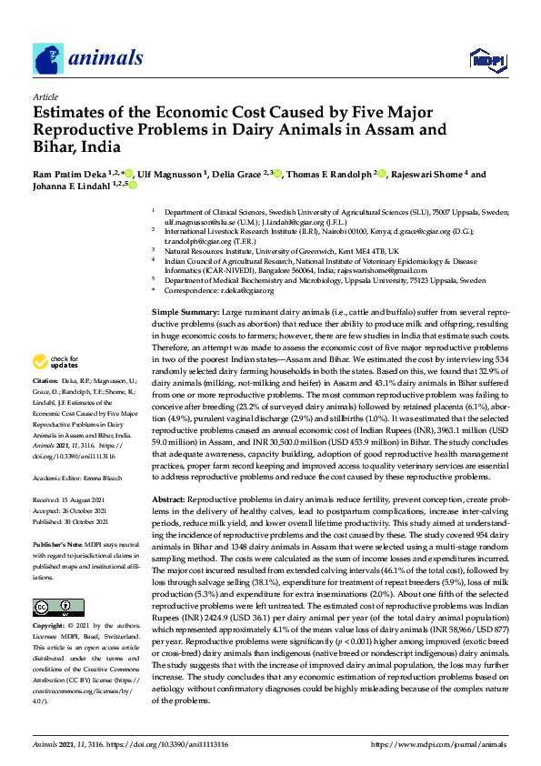 (PDF) Estimates of the Economic Cost Caused by Five Major Reproductive ...