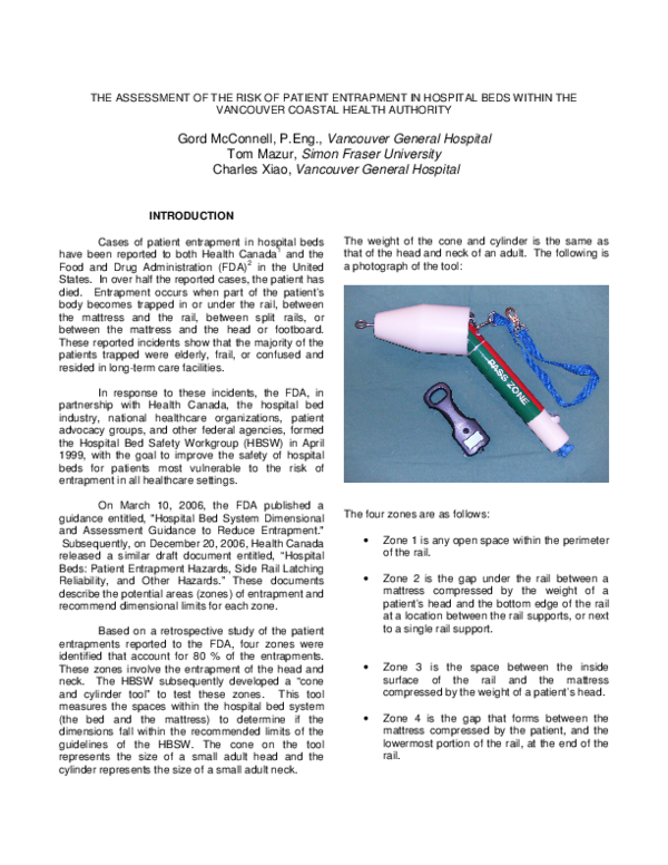(PDF) The Assessment of the Risk of Patient Entrapment in Hospital Beds