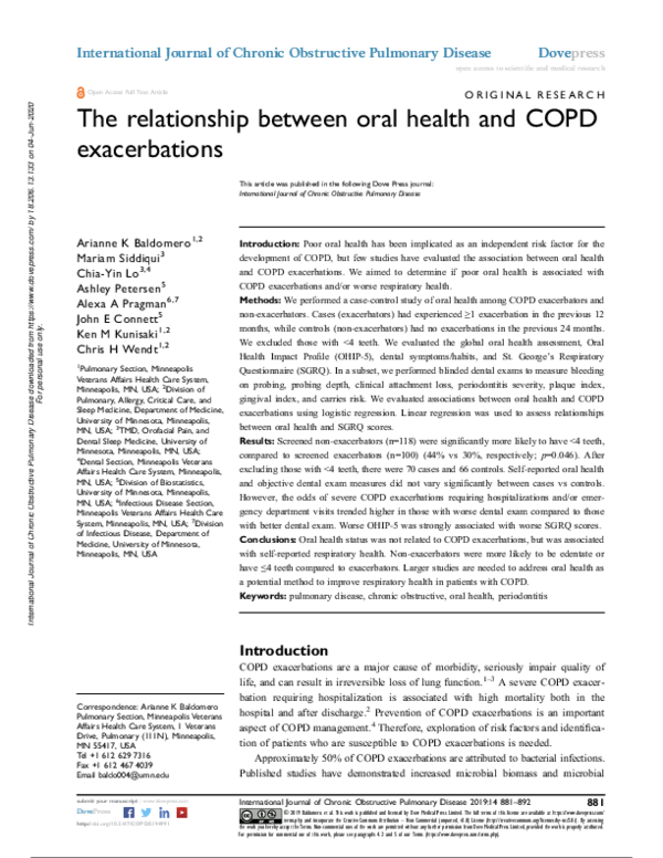 (PDF) The relationship between oral health and COPD exacerbations