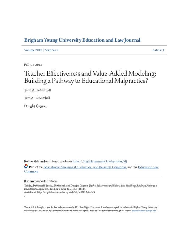 (PDF) Teacher Effectiveness and Value-Added Modeling: Building a ...