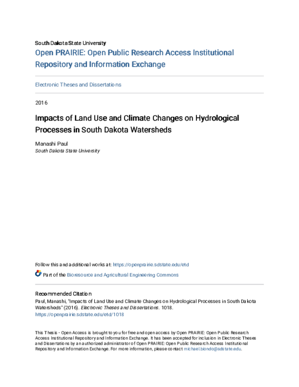 (PDF) Impacts of Land Use and Climate Changes on Hydrological Processes ...