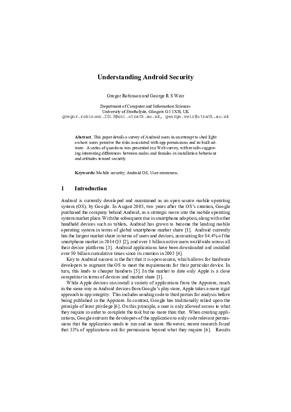 (PDF) Understanding Android Security | George R S Weir - Academia.edu