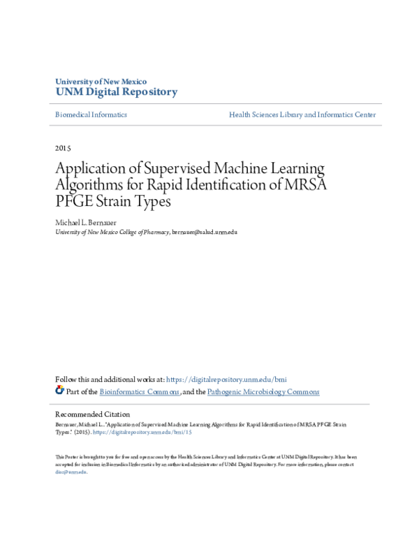 (PDF) Application of Supervised Machine Learning Algorithms for Rapid ...