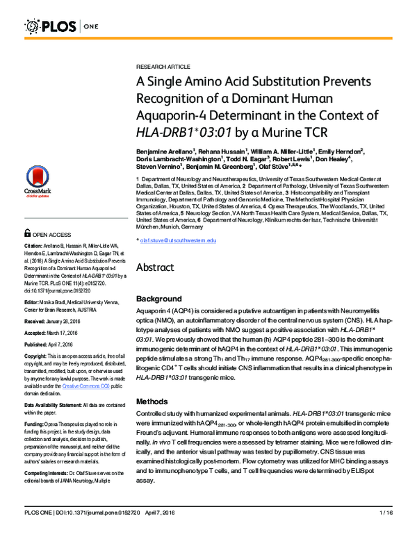 (PDF) A Single Amino Acid Substitution Prevents Recognition of a ...