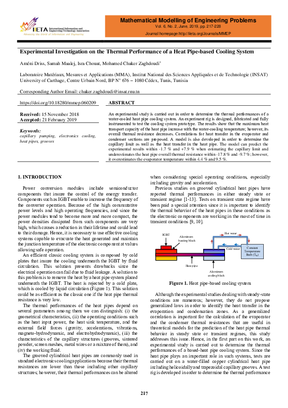 (PDF) Experimental Investigation on the Thermal Performance of a Heat ...