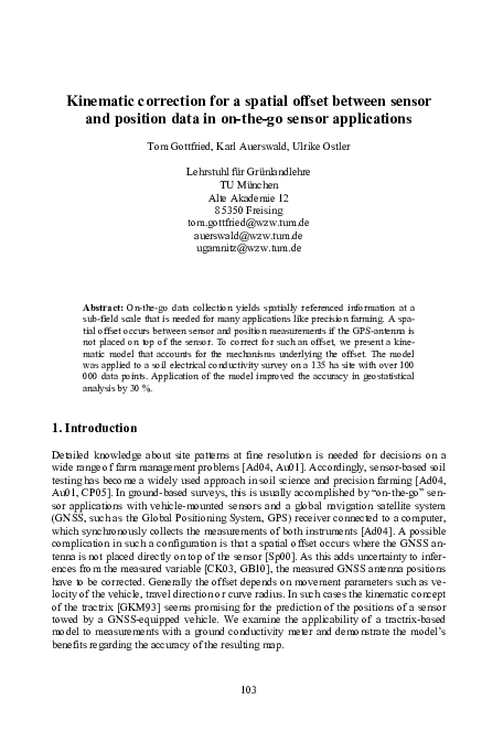 (PDF) Kinematic correction for a spatial offset between sensor and ...