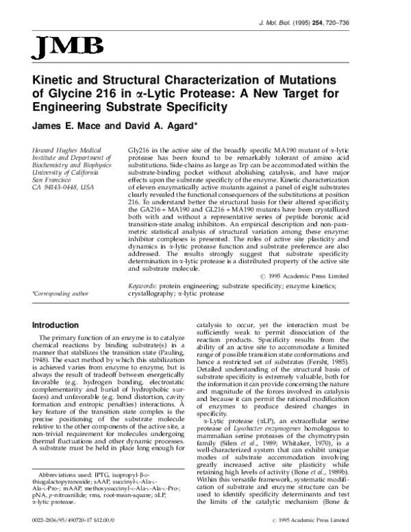 (PDF) Kinetic and Structural Characterization of Mutations of Glycine ...
