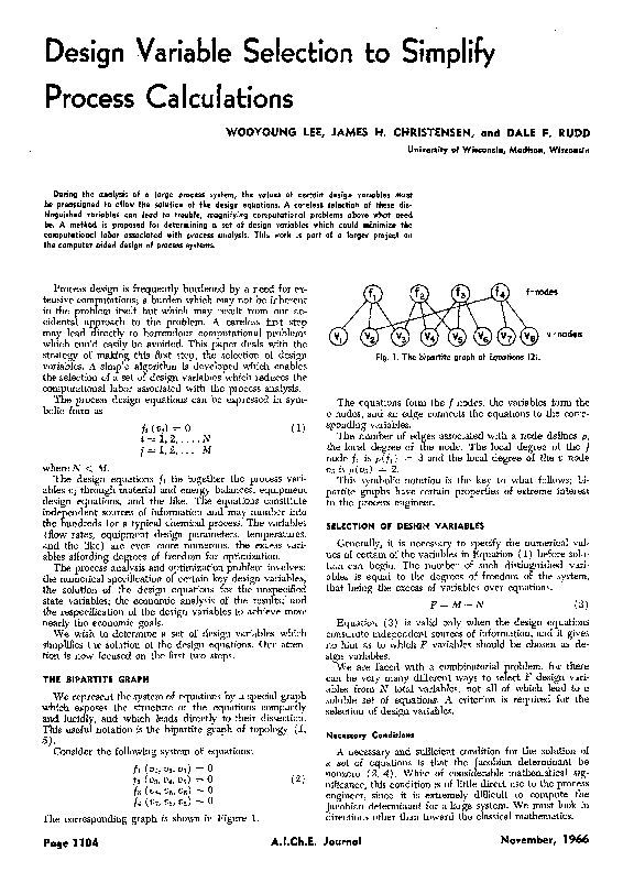 (PDF) Design variable selection to simplify process calculations