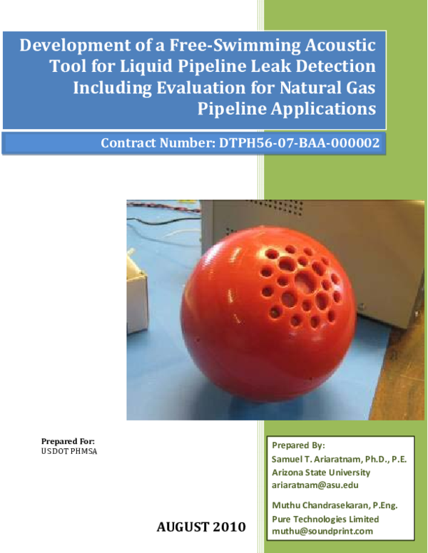 (PDF) Development of a Free-Swimming Acoustic Tool for Liquid Pipeline ...