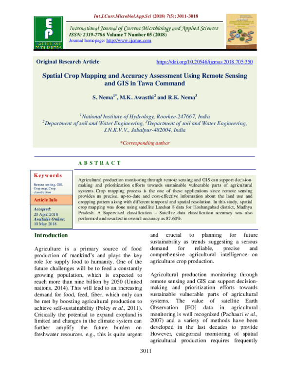 (PDF) Spatial Crop Mapping and Accuracy Assessment Using Remote Sensing ...