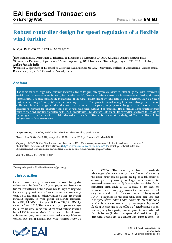(PDF) Robust controller design for speed regulation of a flexible wind ...