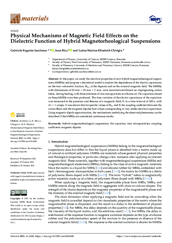 (PDF) Physical Mechanisms of Magnetic Field Effects on the Dielectric ...