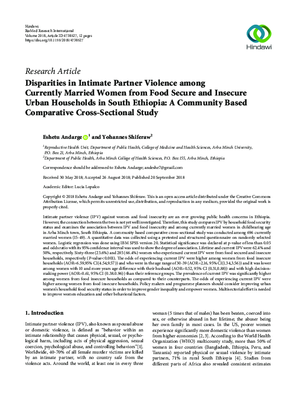(PDF) Disparities in Intimate Partner Violence among Currently Married ...