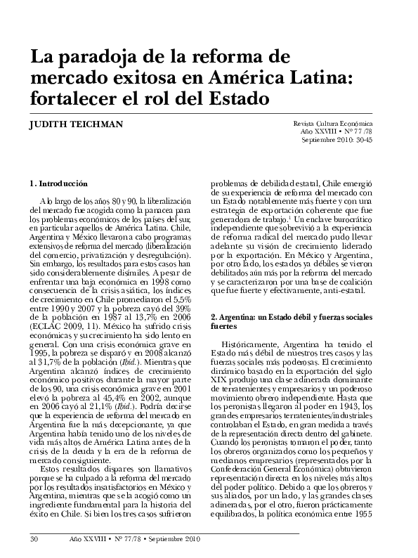 (PDF) La paradoja de la reforma de mercado exitosa en América Latina ...