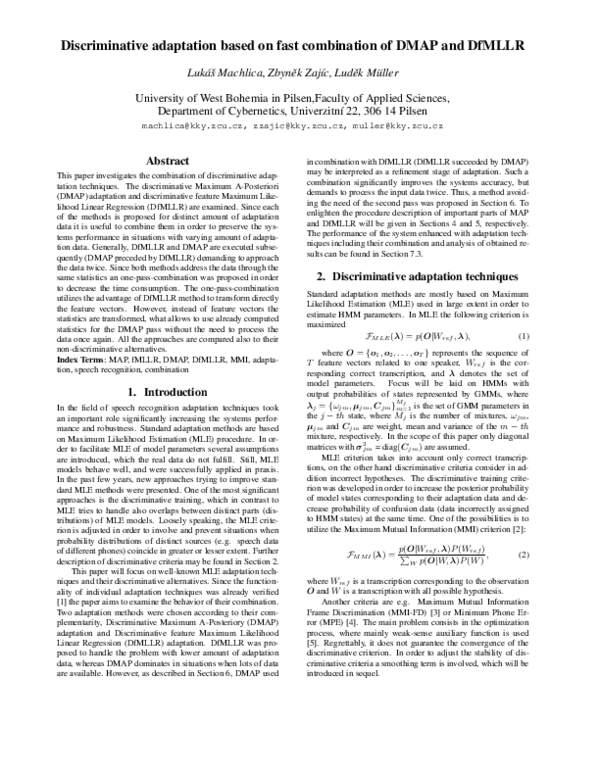 (PDF) Discriminative adaptation based on fast combination of DMAP and ...