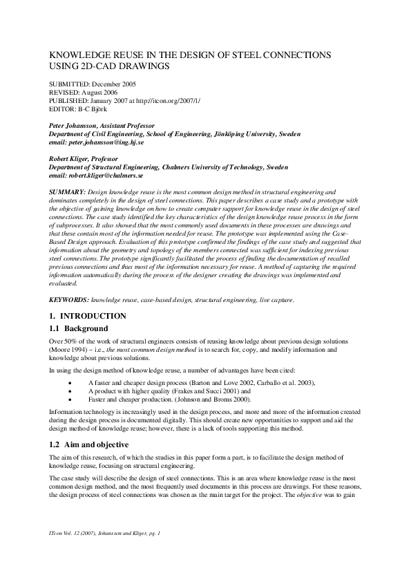 (PDF) Knowledge reuse in the design of steel connections using 2D-CAD ...