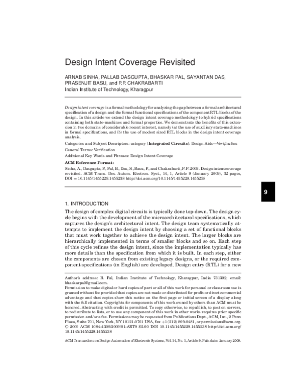 (PDF) Design intent coverage revisited