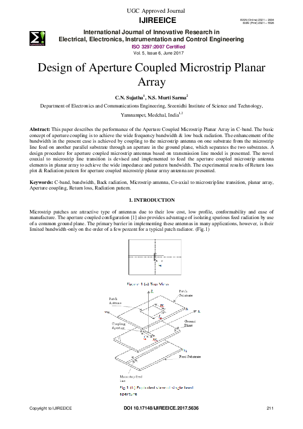 (PDF) Design of Aperture Coupled Microstrip Planar Array