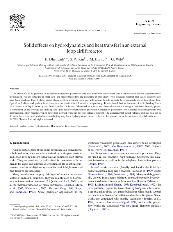 (PDF) Solid effects on hydrodynamics and heat transfer in an external ...