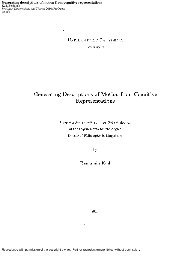 (PDF) Generating Descriptions of Motion from Cognitive Representations