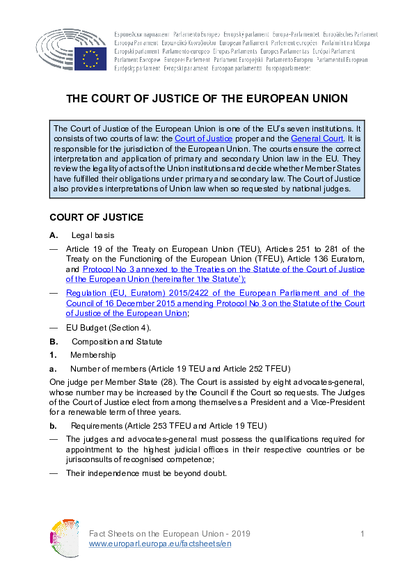 (PDF) The Court of Justice of the European Union