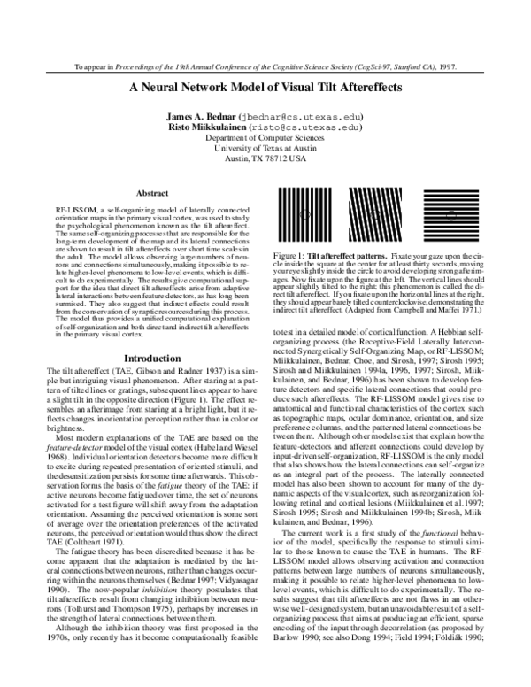 (PDF) A Neural Network Model of Visual Tilt Aftereffects