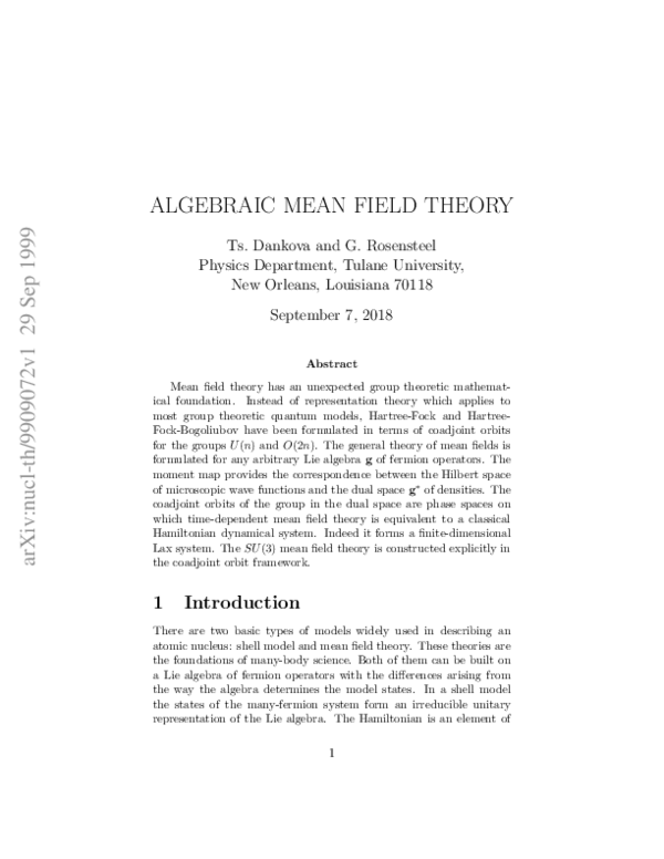 (PDF) Algebraic mean field theory
