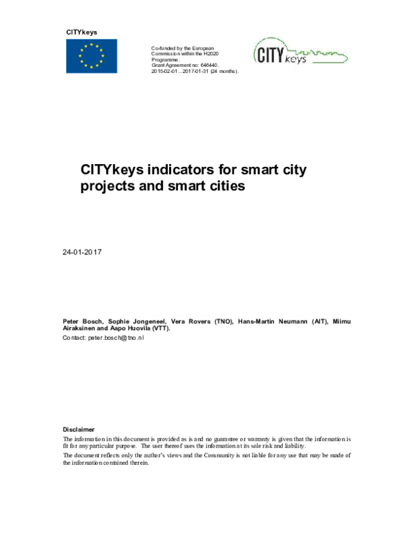 (PDF) CITYkeys indicators for smart city projects and smart cities