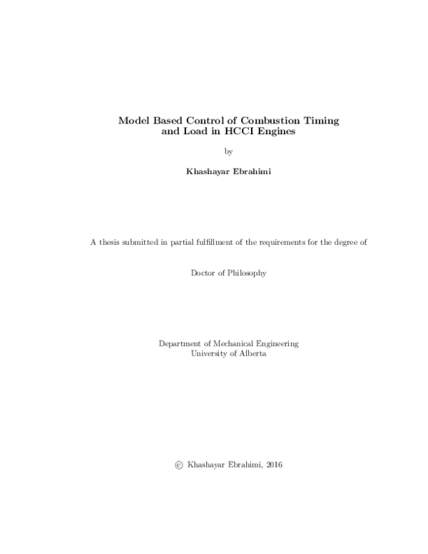 (PDF) Model Based Control of Combustion Timing and Load in HCCI Engines