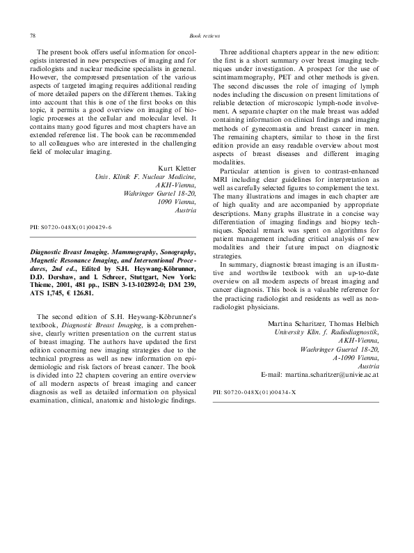 PDF) Diagnostic Breast Imaging. Mammography, Sonography, Magnetic