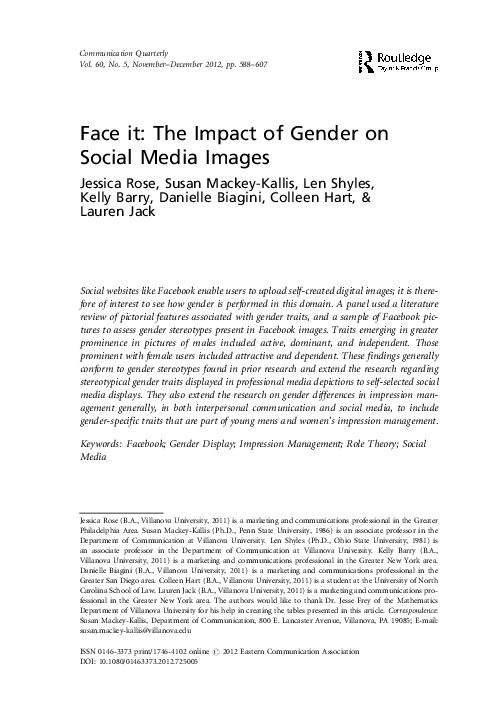 (PDF) Face it: The Impact of Gender on Social Media Images