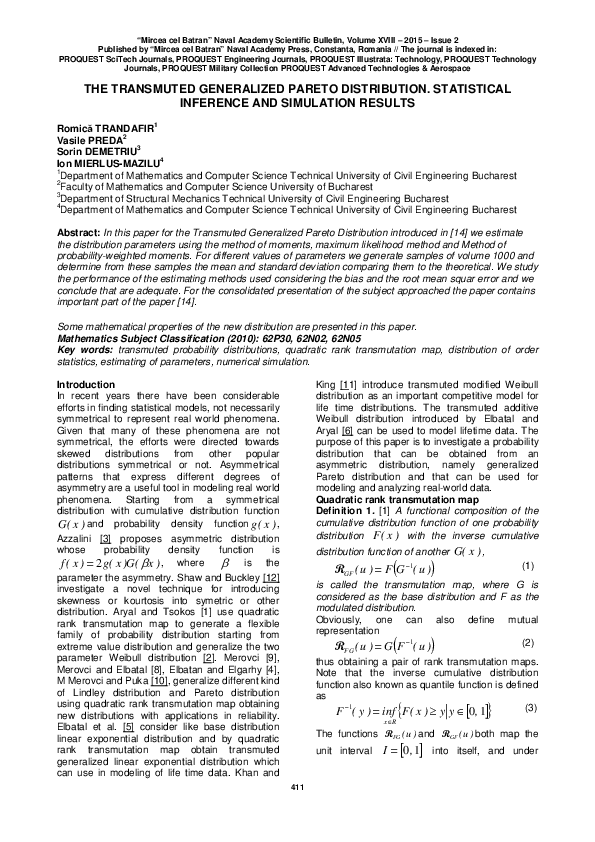 (PDF) The Transmuted Generalized Pareto Distribution . Statistical ...