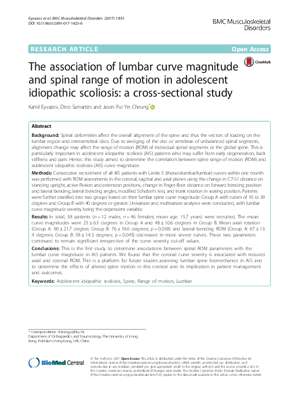(PDF) Title The association of lumbar curve magnitude and spinal range ...